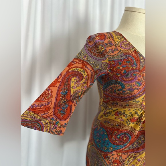 Magazine 100% Silk Multicolored Paisley Mini Dress (663) - Picture 6 of 14